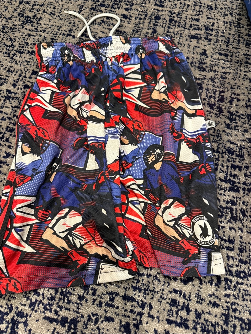 Flow Society boys Boys Red & Blue Skate Graphic Athletic Shorts
